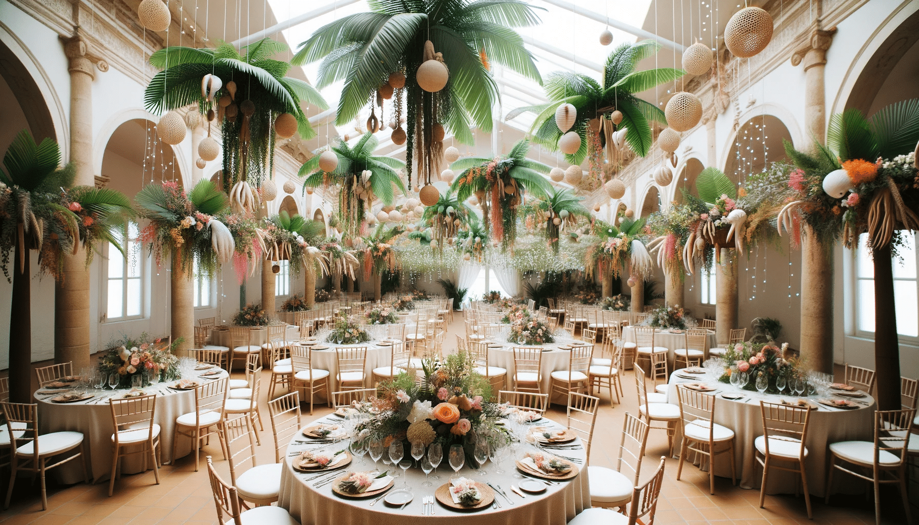 Decoration salle mariage tropical
