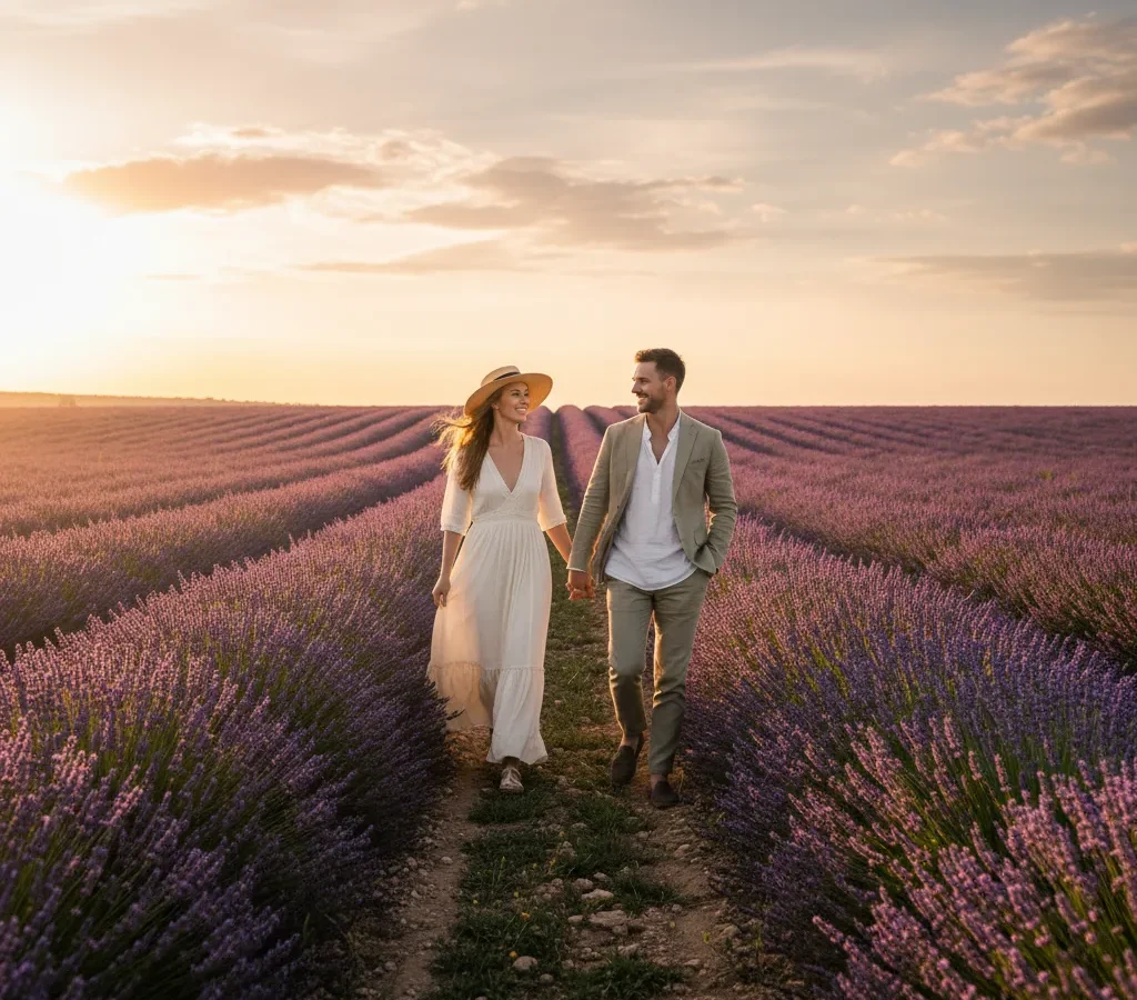 Plan your engagement photos in lavender fields | Lino Ludovic