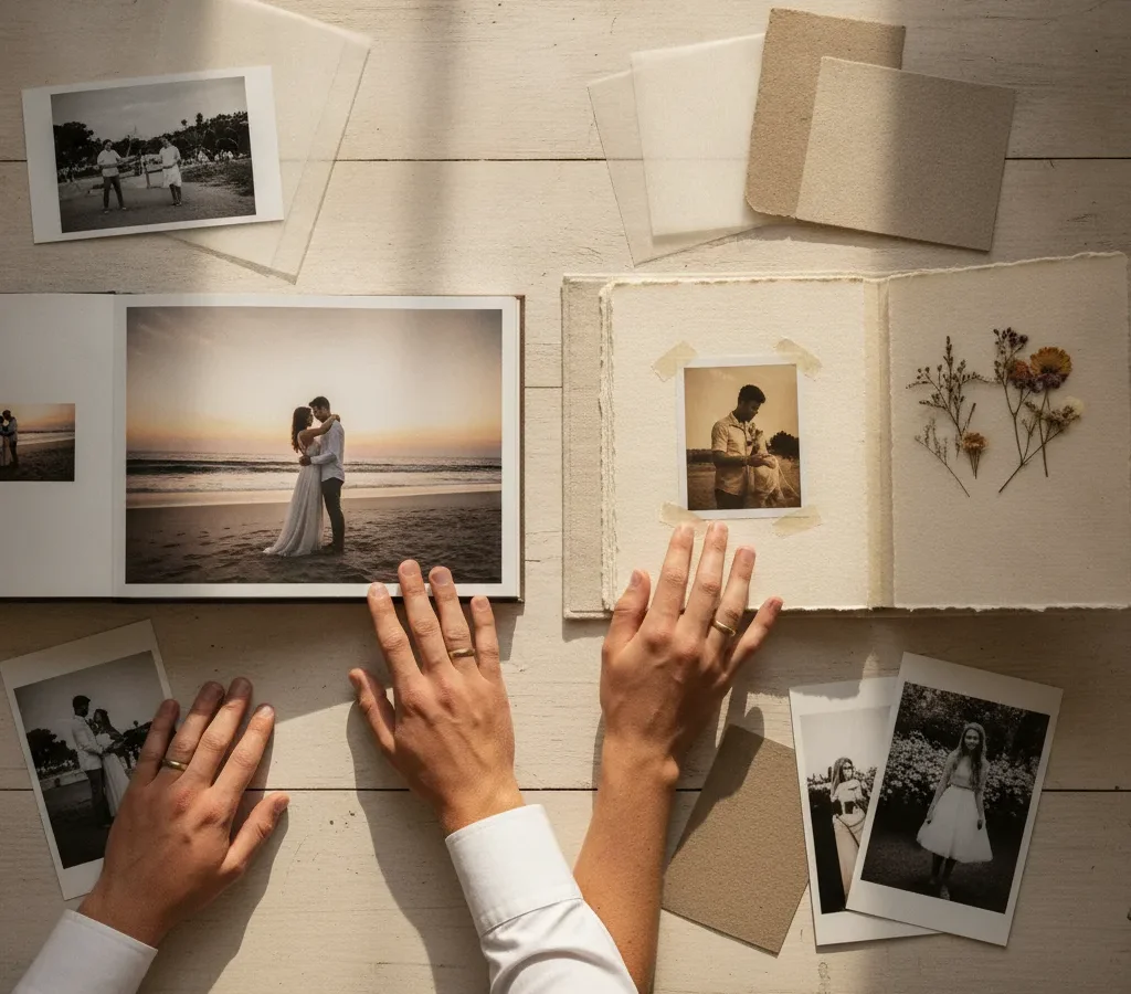 Livre photo vs album artisanal mariage, le guide 2026