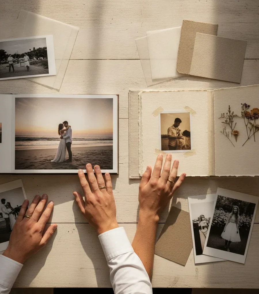 Livre photo vs album artisanal mariage, le guide 2026