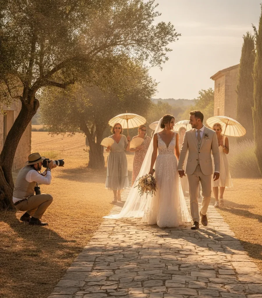 Photographe mariage et chaleur d&rsquo;été, nos conseils 2026