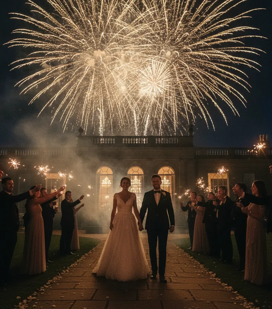 Photographe mariage, feux d&rsquo;artifice et sortie des mariés
