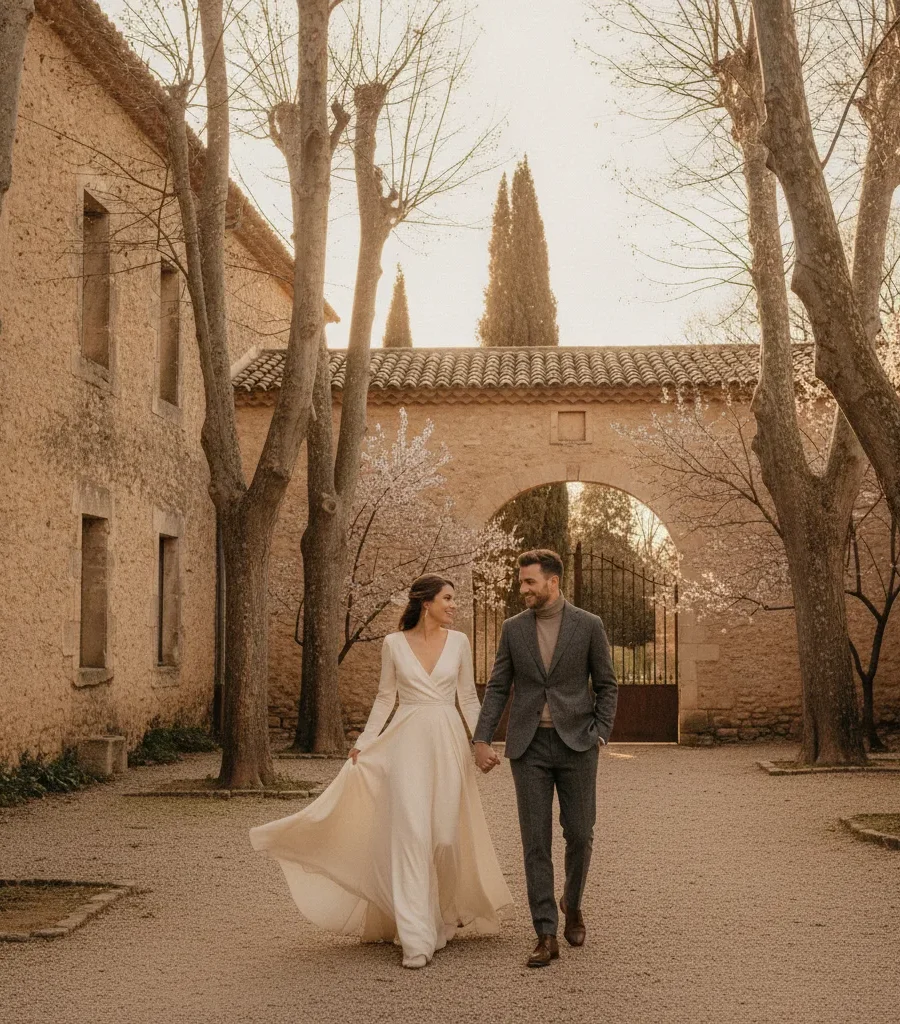 Photographe mariage hiver Provence, lumière et lieux