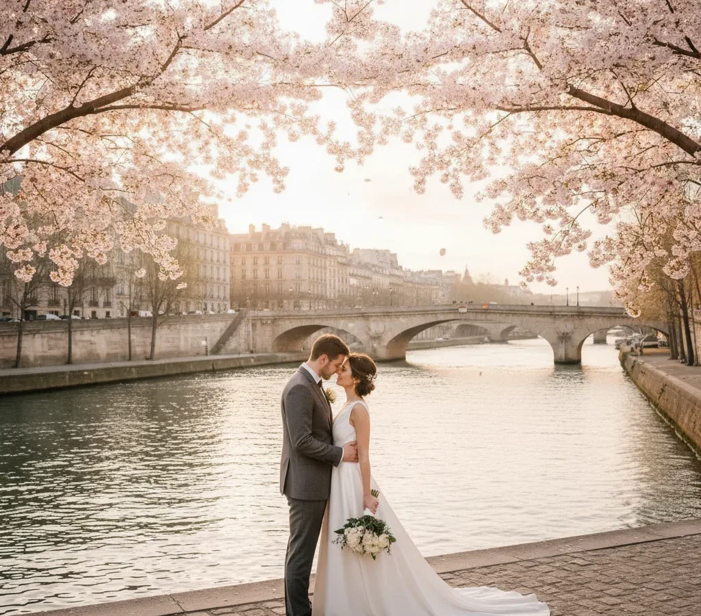 Spring Wedding Paris Cherry Blossoms, April Photo Guide