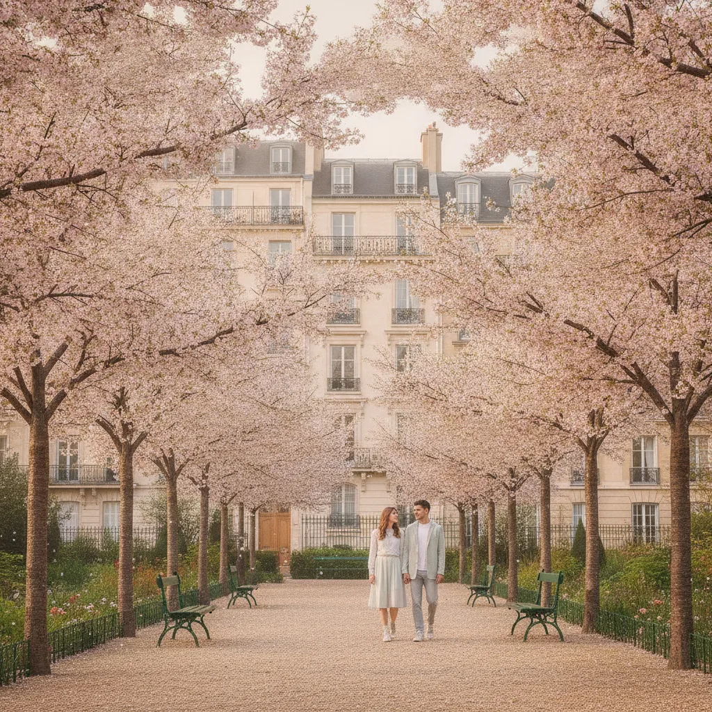 spring wedding Paris cherry blossoms